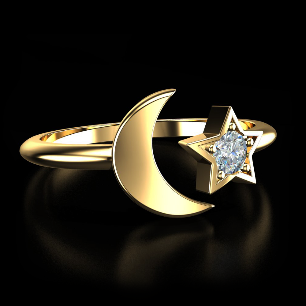 Moon & Star Ring